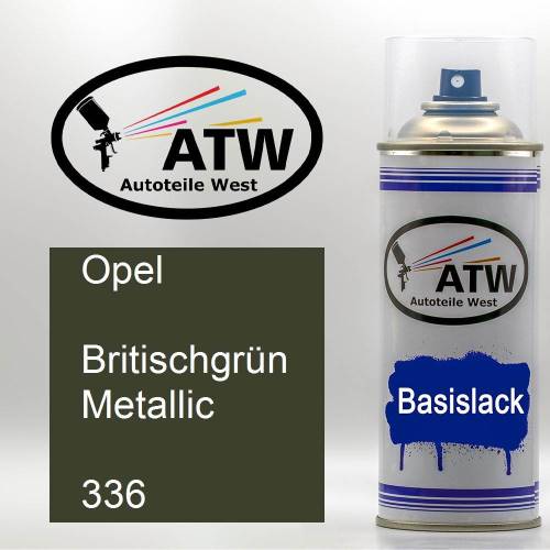 Opel, Britischgrün Metallic, 336: 400ml Sprühdose, von ATW Autoteile West.